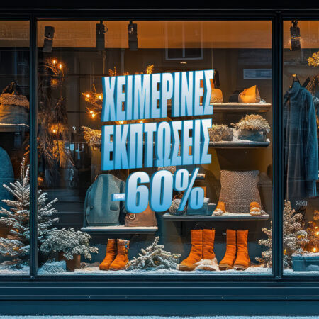 Αυτοκoλλητο Εκπτωσεων WINTER SALE FROZEN TEXT GR - Αυτοκόλλητα εκπτώσεων Sticky 1