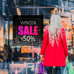 Αυτοκoλλητο Εκπτωσεων WINTER SALE SNOW BACKGROUND