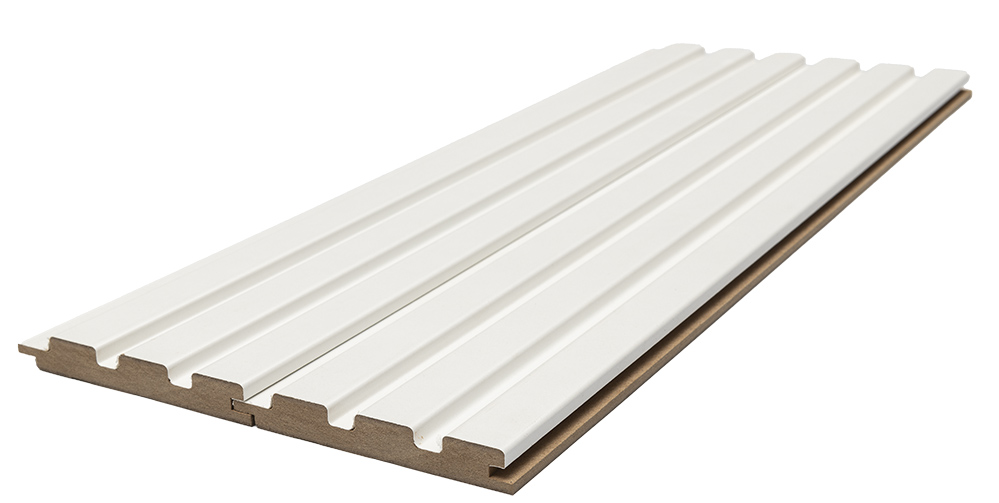 Διακοσμητικό MDF panel τοίχου με 3D πηχακια WHITE 502040 BEAT ST πλατος 11.9cm x υψος 2.75m