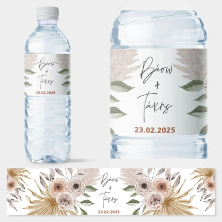 Αυτοκολλητη ετικέτα για μπουκαλι νερου BOHO WEDDING NAMES - Αυτοκολλητες ετικετες για μπουκαλακια νερου