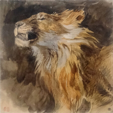 Πίνακας Τετράγωνος DELACROIX - TETE DE LION RUGISSANT - Eugene Delacroix Sticky 6