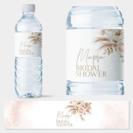 Αυτοκολλητη ετικέτα για μπουκαλι νερου FLORAL BRIDAL SHOWER - Αυτοκολλητες ετικετες για μπουκαλακια νερου