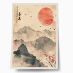 Πόστερ RED ASIAN SUN AND MOUNTAINS