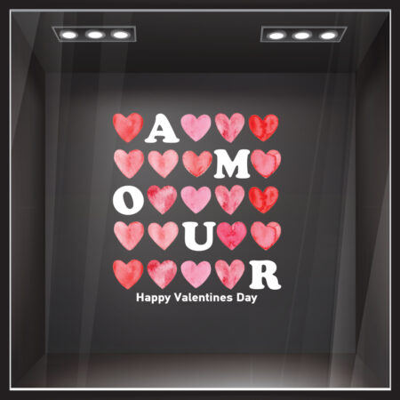 Αυτοκoλλητο Βιτρίνας VALENTINE AMOUR HEARTS - Αγίου Βαλεντίνου