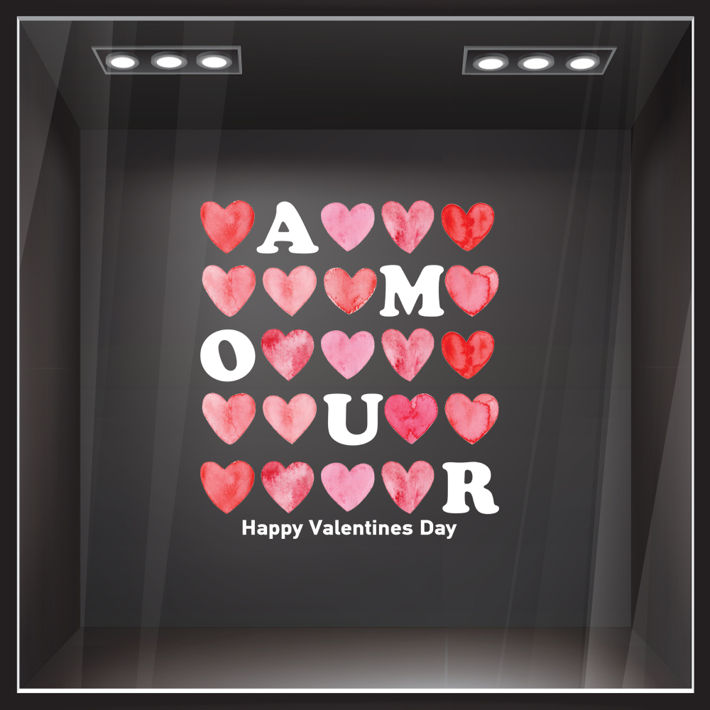 Αυτοκoλλητο Βιτρίνας VALENTINE AMOUR HEARTS