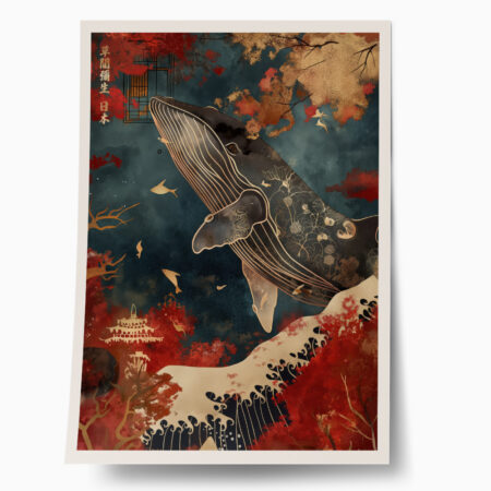 Πόστερ WHALE AND JAPANESE WAVE - Ζωα Sticky 1