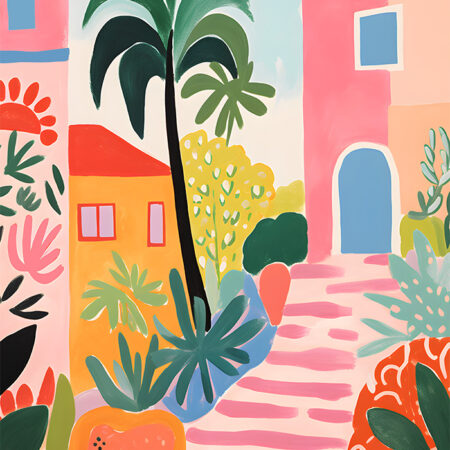 Πόστερ PALM TREES AND HOUSES - Τοπια - Φυση Sticky 2