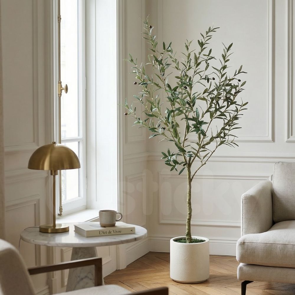 ΤΕΧΝΗΤΟ ΔΕΝΤΡΟ ΕΛΙΑ ΠΡΑΣΙΝΟ ΣΕ ΚΑΣΠΩ - ΥΨΟΣ 180cm