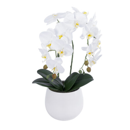 WHITE ORCHID 21117 Διακοσμητικό Φυτό Λευκή Ορχιδέα Υ45cm - Τεχνητες Ορχιδεες