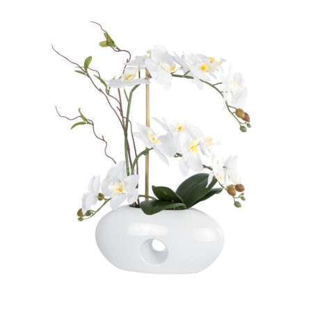 WHITE ORCHID 21125 Διακοσμητικό Φυτό Λευκή Ορχιδέα Υ42cm - Τεχνητες Ορχιδεες
