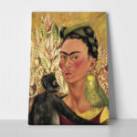 Πινακας σε καμβά FRIDA KAHLO - SELF PORTRAIT WITH MONKEY AND PARROT