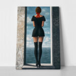 Πινακας σε καμβά WOMAN IN FRONT OF SEA RETRO DREAMSCAPE