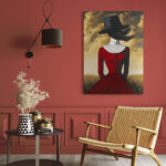 Πινακας σε καμβά RED DRESS AND HAT RETRO DREAMSCAPE