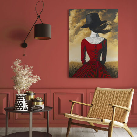 Πινακας σε καμβά RED DRESS AND HAT RETRO DREAMSCAPE - Πινακες σε καμβα