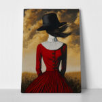 Πινακας σε καμβά RED DRESS AND HAT RETRO DREAMSCAPE