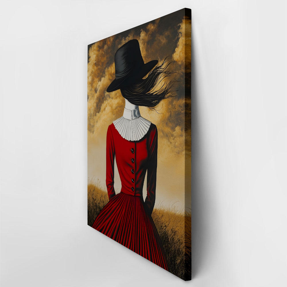Πινακας σε καμβά RED DRESS AND HAT RETRO DREAMSCAPE
