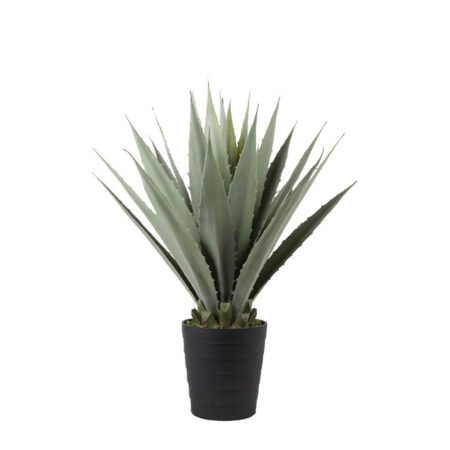AGAVE ΦΥΤΟ ΤΕΧΝΗΤΟ ΣΕ ΓΛΑΣΤΡΑ 58 PVC ΠΡΑΣΙΝΟ ΜΑΥΡΟ ΤΣΙΜΕΝΤΟ - Τεχνητοι Κακτοι