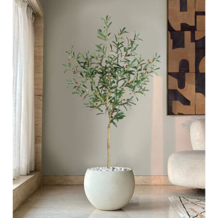 OLIVE TREE ΔΕΝΤΡΟ ΤΕΧΝΗΤΟ ΣΕ ΓΛΑΣΤΡΑ 155 PVC ΠΡΑΣΙΝΟ ΜΑΥΡΟ ΤΣΙΜΕΝΤΟ - Τεχνητες Ελιες Sticky 1