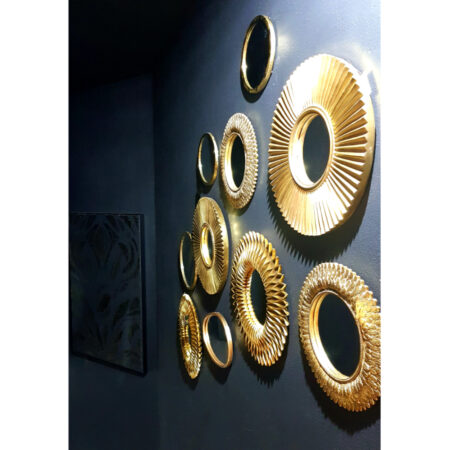 SAYAP ΚΑΘΡΕΠΤΗΣ ΤΟΙΧΟΥ 38.5x38.5x3 POLYRESIN ΧΡΥΣΟ ANTIQUE - Καθρέπτες Sticky 1