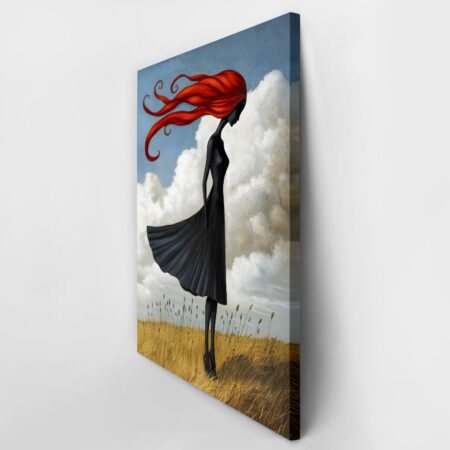Πινακας σε καμβά BLACK FIGURE WITH RED HAIR RETRO DREAMSCAPE - Εργα Τεχνης Sticky 3