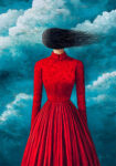 Πινακας σε καμβά BLACK HAIRED IN RED DRESS RETRO DREAMSCAPE