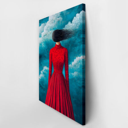Πινακας σε καμβά BLACK HAIRED IN RED DRESS RETRO DREAMSCAPE - Μοδα και Διασκεδαση Sticky 3