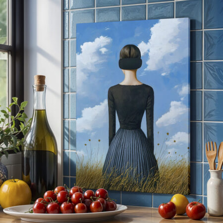 Πινακας σε καμβά BROWN HAIRED WOMAN IN FIELD RETRO DREAMSCAPE - Πορτραιτα και Φιγουρες