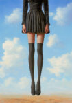 Πινακας σε καμβά FLOATING WOMAN WITH BLACK SKIRT RETRO DREAMSCAPE
