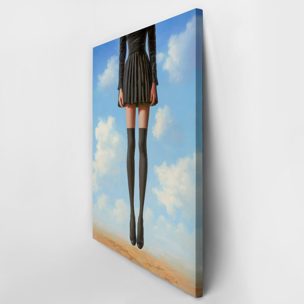 Πινακας σε καμβά FLOATING WOMAN WITH BLACK SKIRT RETRO DREAMSCAPE