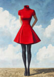 Πινακας σε καμβά HEADLESS WOMAN IN RED DRESS RETRO DREAMSCAPE