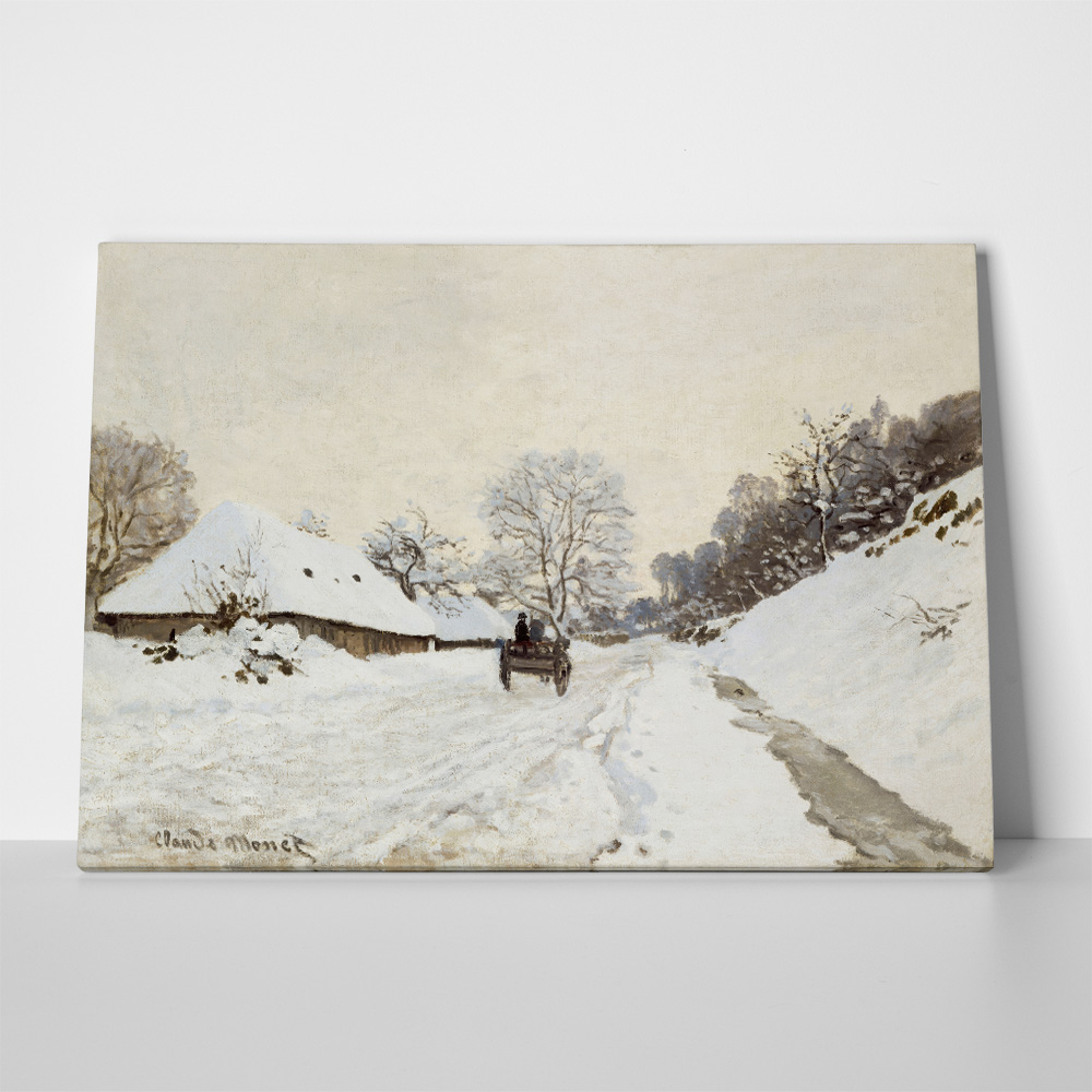 Πινακας σε καμβά MONET - A CART ON THE SNOWY ROAD AT HONFLEUR