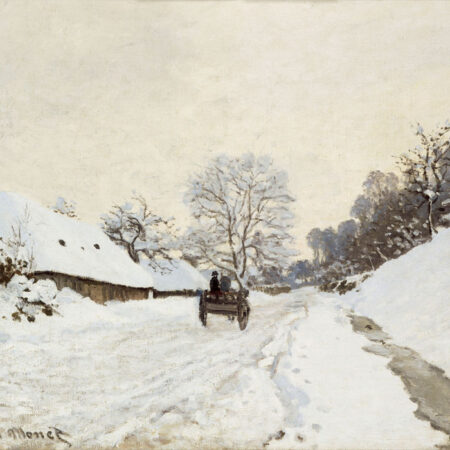 Πινακας σε καμβά MONET - A CART ON THE SNOWY ROAD AT HONFLEUR - Monet Claude Sticky 6