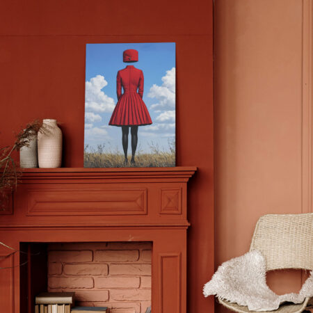 Πινακας σε καμβά RED DRESSED HEADLESS WOMAN WITH HAT RETRO DREAMSCAPE - Μοδα και Διασκεδαση