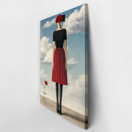 Πινακας σε καμβά WOMAN WITH RED DRESS AND ROSE RETRO DREAMSCAPE - Μοδα και Διασκεδαση Sticky 3