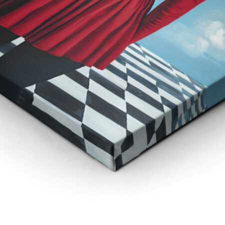 Πινακας σε καμβά WOMAN WITH RED DRESS ON CHESSBOARD RETRO DREAMSCAPE - Πορτραιτα και Φιγουρες Sticky 2