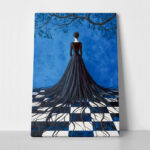 Πινακας σε καμβά WOMAN WITH ROOTED BLACK DRESS RETRO DREAMSCAPE