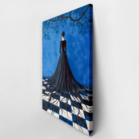 Πινακας σε καμβά WOMAN WITH ROOTED BLACK DRESS RETRO DREAMSCAPE - Εργα Τεχνης Sticky 3