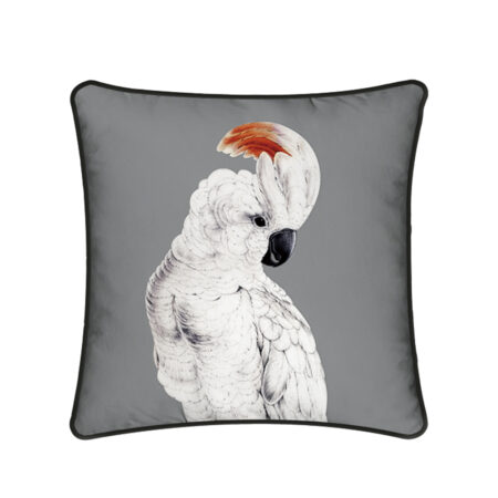 COCKATOO ΔΙΑΚΟΣΜΗΤΙΚΟ ΜΑΞΙΛΑΡΙ 45x45 ΒΕΛΟΥΔΟ ΓΚΡΙ ΛΕΥΚΟ ΜΑΥΡΟ - Διακοσμητικά Μαξιλάρια