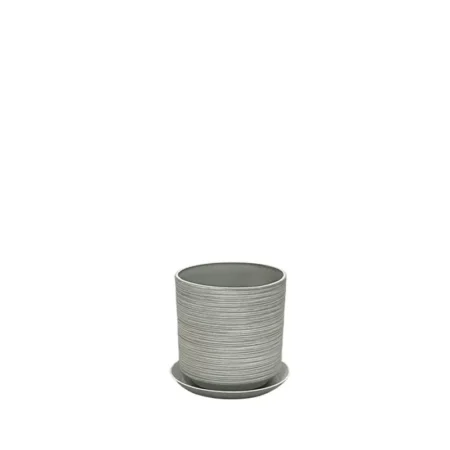 STONE POLYRESIN ΚΑΣΠΩ ΜΕ ΠΙΑΤΟ ΓΚΡΙ ΠΑΛΙΟ ΠΗΛΙΝΟ ΜΙΝΙ - Φ21x21.8cm