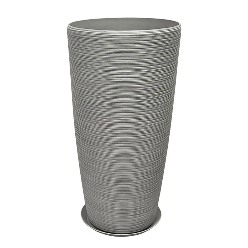 STONE POLYRESIN ΚΑΣΠΩ ΜΕ ΠΙΑΤΟ ΓΚΡΙ ΠΑΛΙΟ ΠΗΛΙΝΟ ΜΕΓΑΛΟ - Φ40x75.5cm