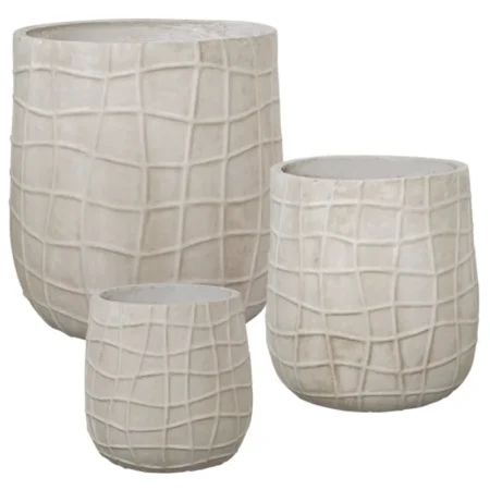 FIBERCLAY ΚΑΣΠΩ ΣΕΤ/3 ΕΚΡΟΥ ΠΛΕΓΜΑ - S:Φ23x23, M:Φ32.5x32.5, L:Φ45x45cm