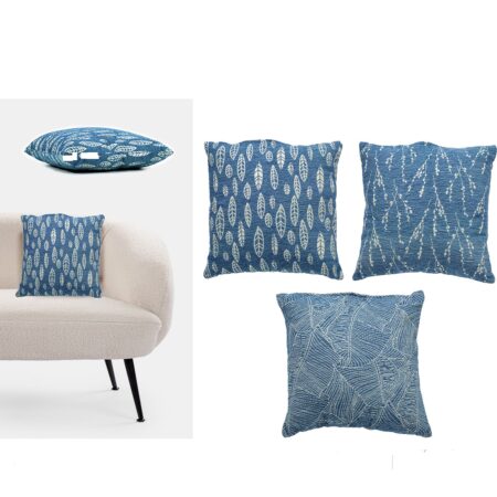 Μαξιλάρι Jacquard Μπλε/Λευκό 100% πολυεστέρας 45x45cm Σε 3 Σχέδια - Διακοσμητικά Μαξιλάρια