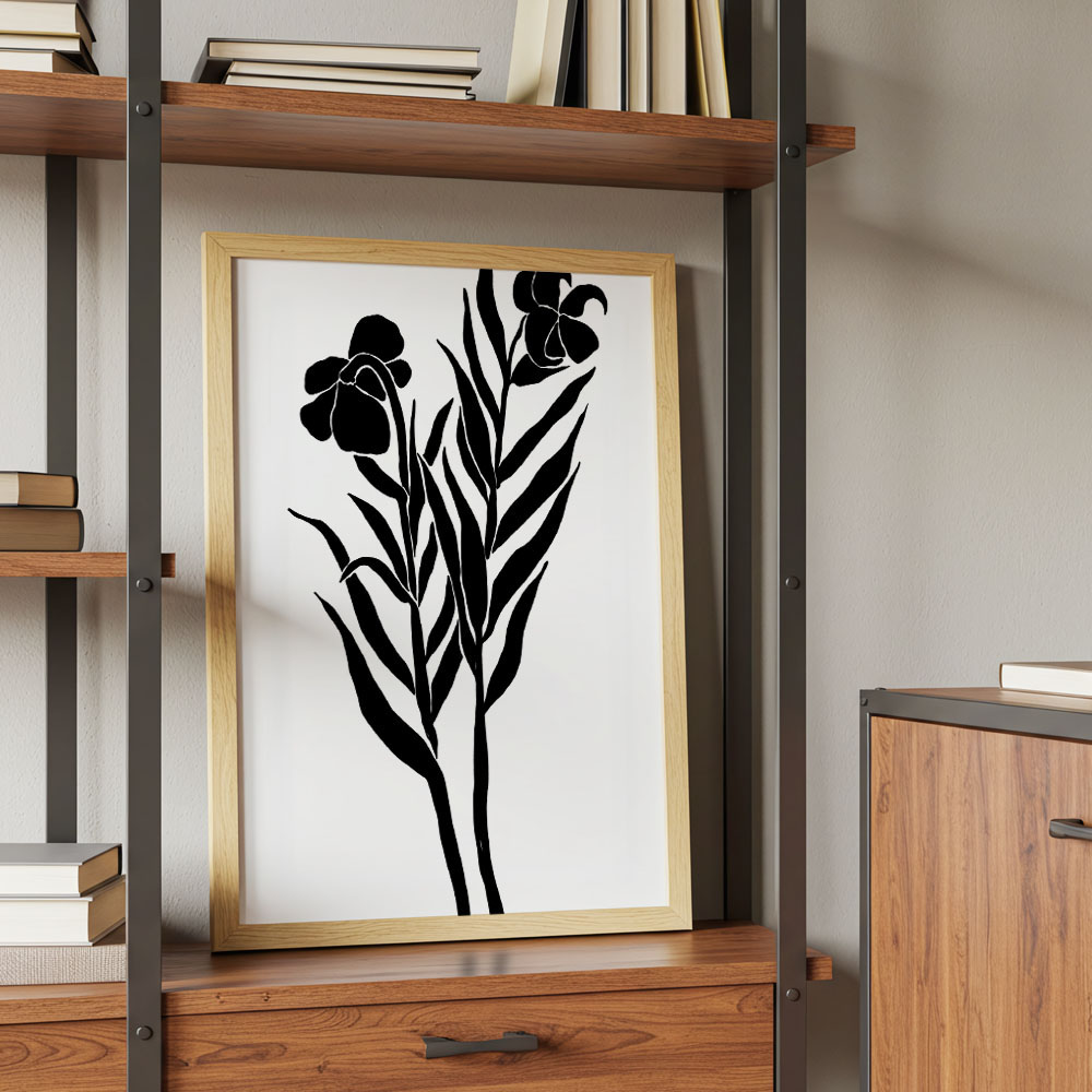 Πόστερ ABSTRACT BLACK AND WHITE FLOWERS