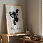 Πόστερ ABSTRACT BLACK AND WHITE MODERN FLORA
