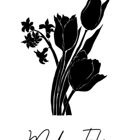 Πόστερ ABSTRACT BLACK AND WHITE MODERN FLORA - Botanical - Λουλούδια Sticky 3