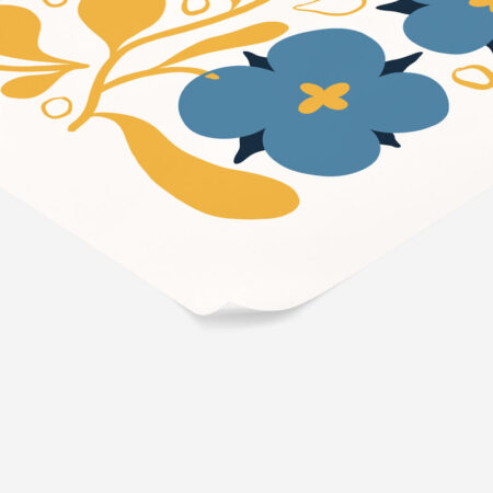 Πόστερ ABSTRACT BLUE AND ORANGE FLOWERS - Botanical - Λουλούδια Sticky 2