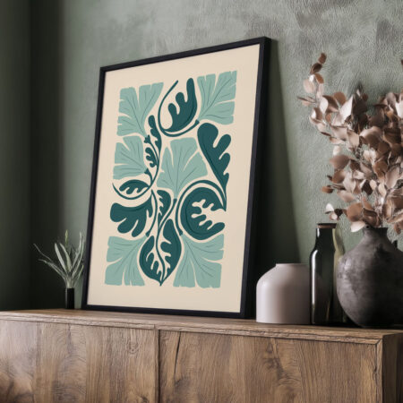 Πόστερ ABSTRACT MINT AND GREEN FLOWERS - Abstract - Αφηρημένα