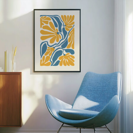 Πόστερ ABSTRACT ORANGE AND BLUE FLOWERS - Botanical - Λουλούδια