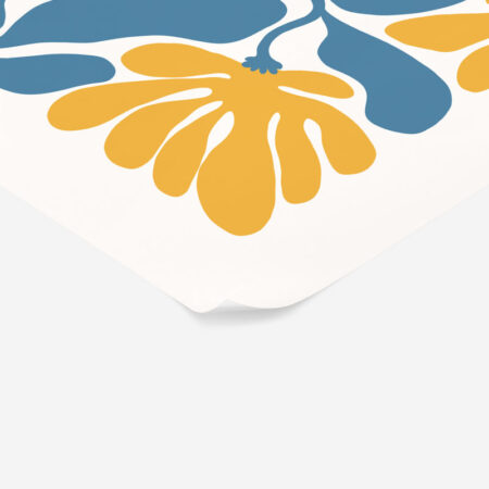 Πόστερ ABSTRACT ORANGE AND BLUE FLOWERS - Botanical - Λουλούδια Sticky 2