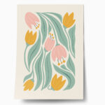 Πόστερ ABSTRACT PINK AND ORANGE FLOWERS